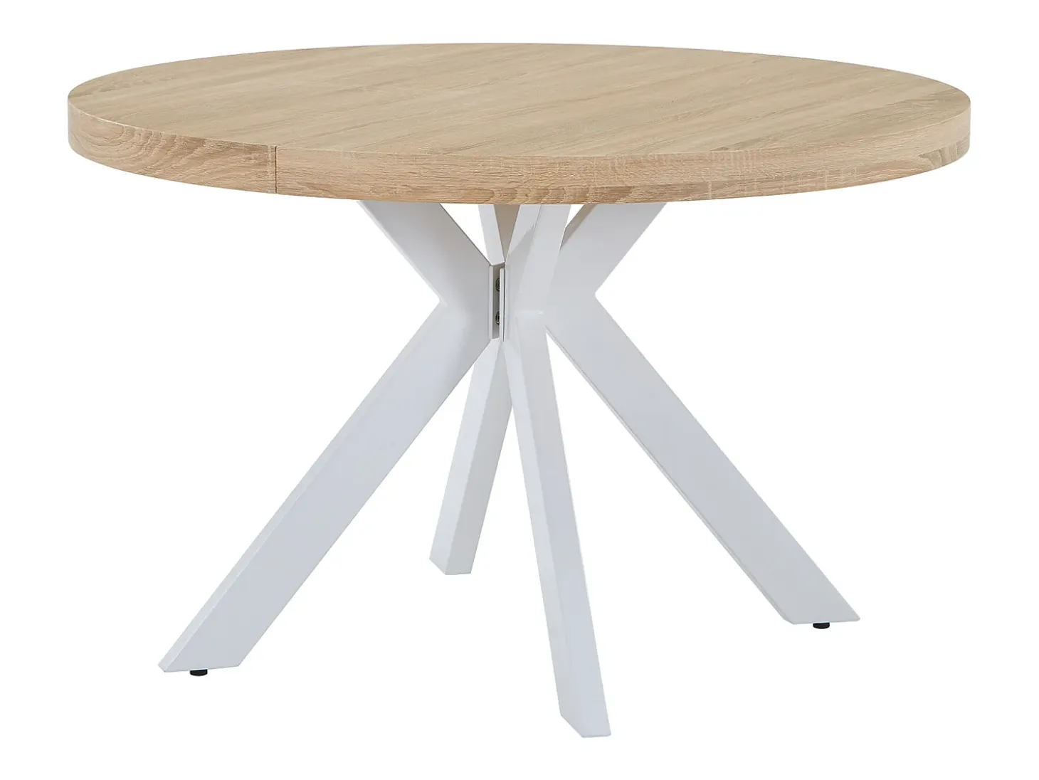 Mesa de comedor extensible para 4 a 8 personas en MDF y acero - Natural y blanco - KOMONI