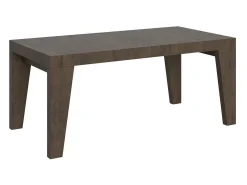 Mesa de comedor extensible de madera Naxo.-Color Natural-Base y soporte con ruedas-5 alargaderas finas-Ancho extensible