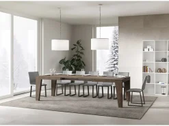 Mesa de comedor extensible de madera Naxo.-Color Blanco-Soporte 2 pies-Alargaderas -Ancho extensible