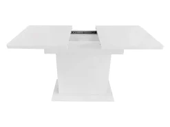 Mesa de comedor extensible con espacio de almacenamiento, moderna y sencilla, de hierro, multifuncional, ahorra espacio, color blanco