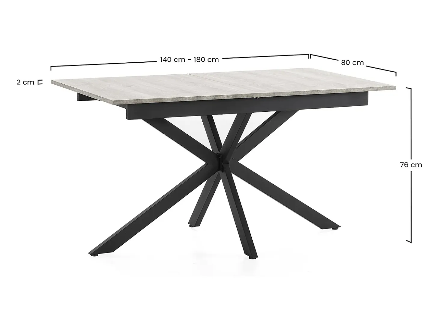 Mesa de Comedor Extensible Prato Color Roble, 140-180 cm