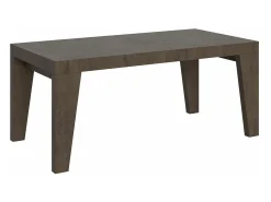 Mesa de comedor extensible de madera Naxo.-Color Natural-Base y soporte con ruedas-5 alargaderas finas-Ancho extensible