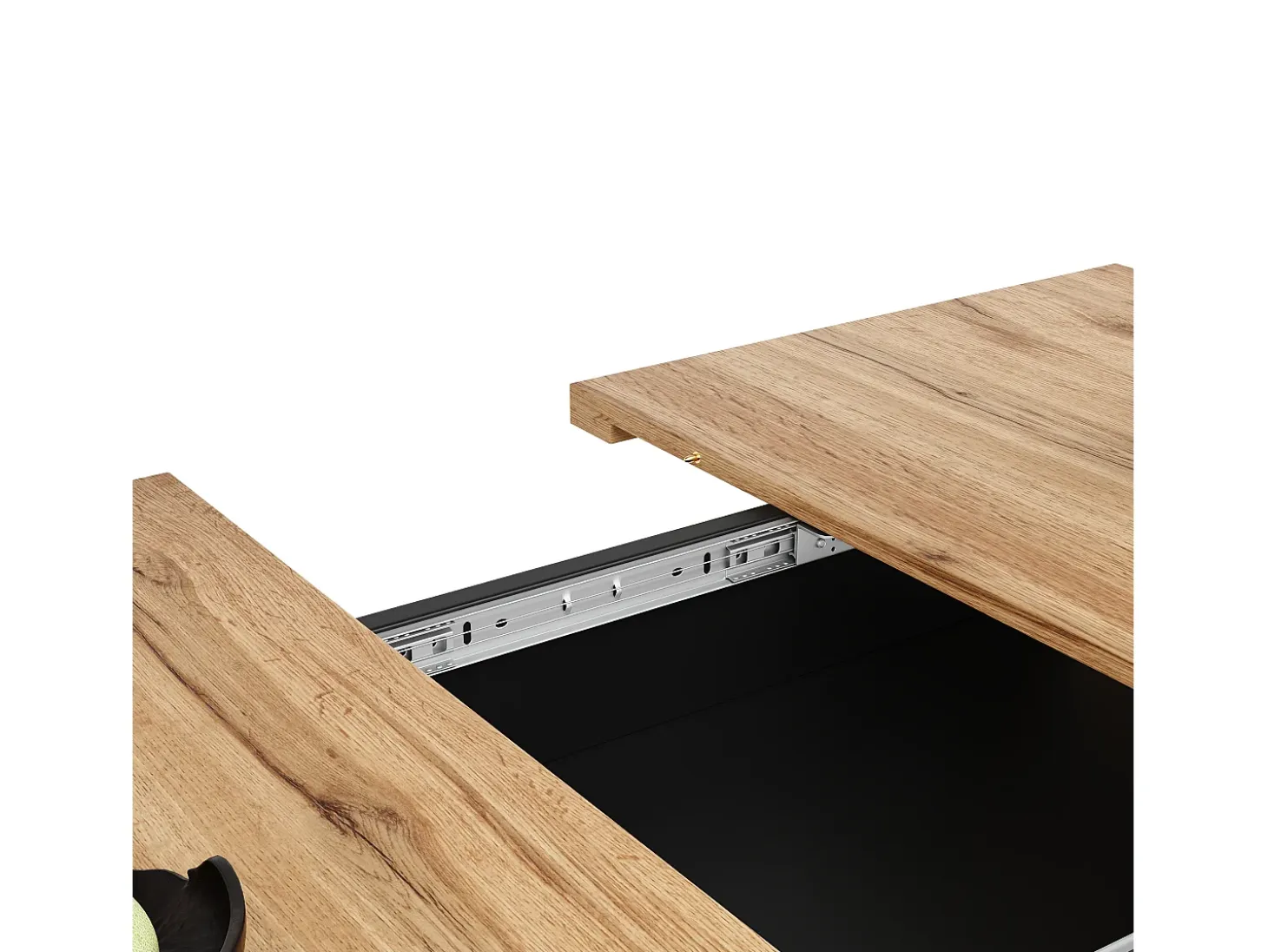 Mesa de comedor extensible negra - Mesa de comedor con 2 puertas - tablero de madera - almacenaje abierto