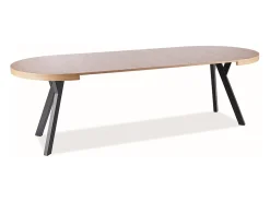 Mesa de comedor extensible de metal negro con chapa de madera 100cm Astra