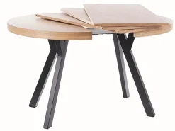 Mesa de comedor extensible de metal negro con chapa de madera 100cm Astra