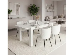 Mesa de comedor extensible en blanco brillo 140-190x90 cm Sira Blanco Brillo