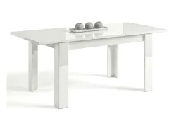 Mesa de comedor extensible en blanco brillo 140-190x90 cm Sira Blanco Brillo