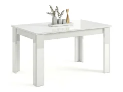 Mesa de comedor extensible en blanco brillo 140-190x90 cm Sira Blanco Brillo