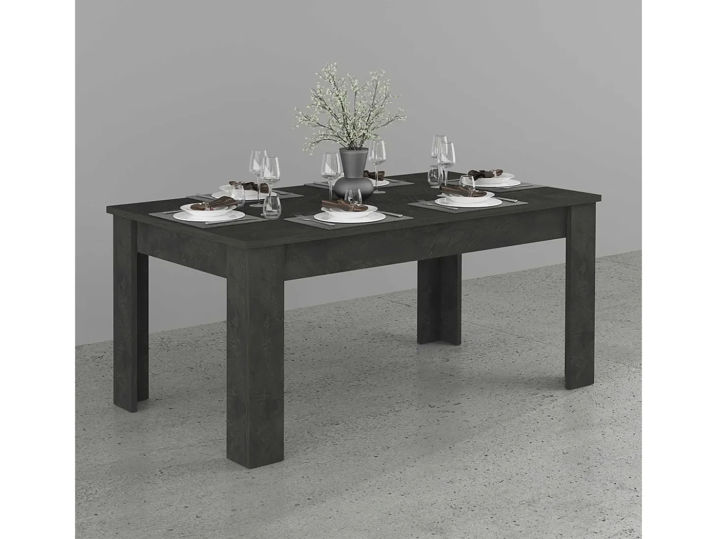 Mesa de comedor extensible 140-190 x 90 cm sala de estar pizarra Jesi Mile