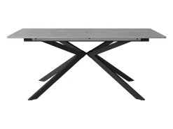 Mesa de comedor extensible para 4 a 6 personas - 150/180 x 70 x 76 cm - diseño de cemento - MDF - gris + negro