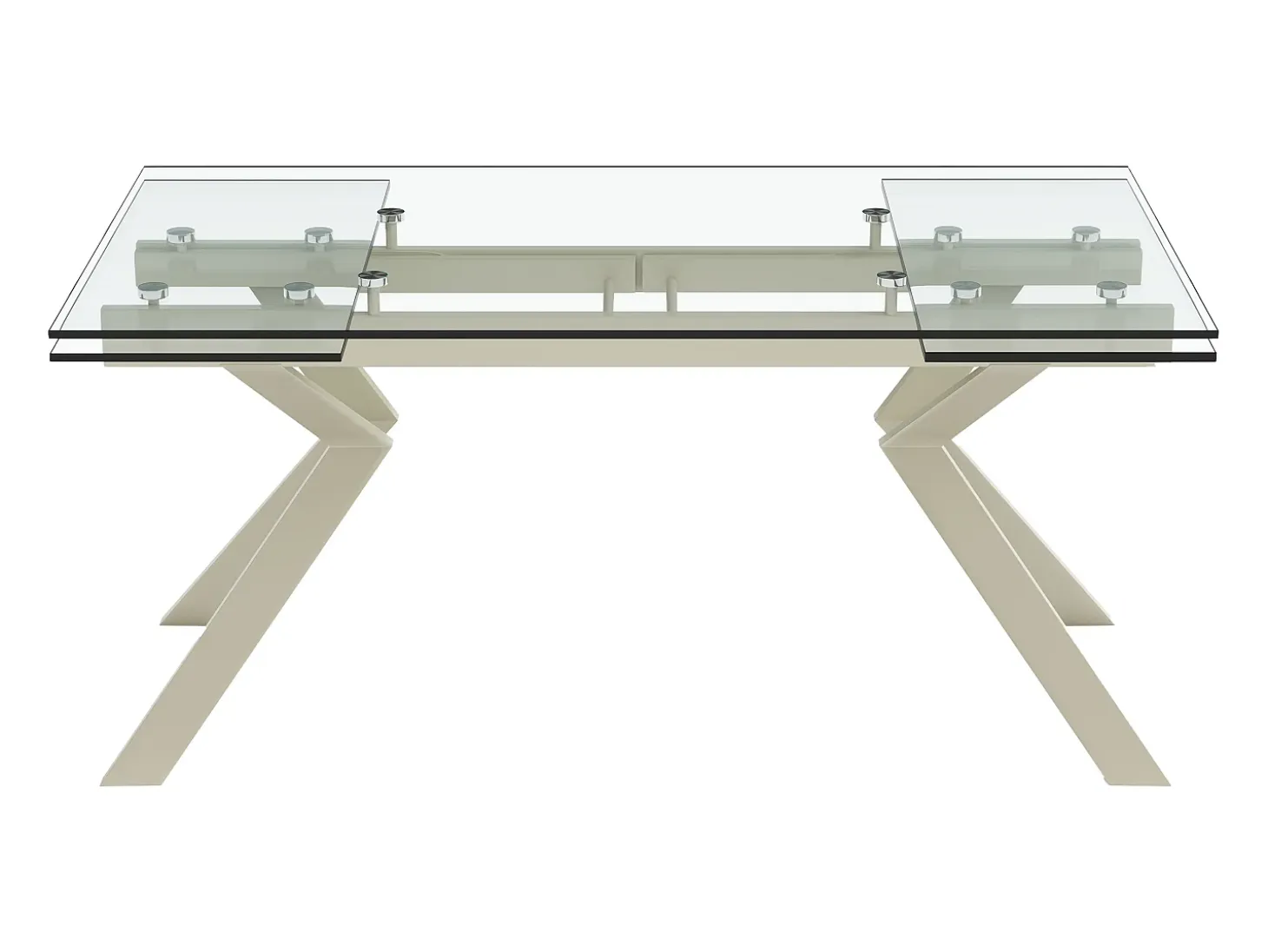 Mesa de comedor extensible en vidrio templado y de metal beige - Transparente - VELIKA