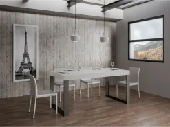 Mesa de comedor extensible tiroz-Color Blanco-Soporte 4 pies-Alargaderas -Ancho extensible