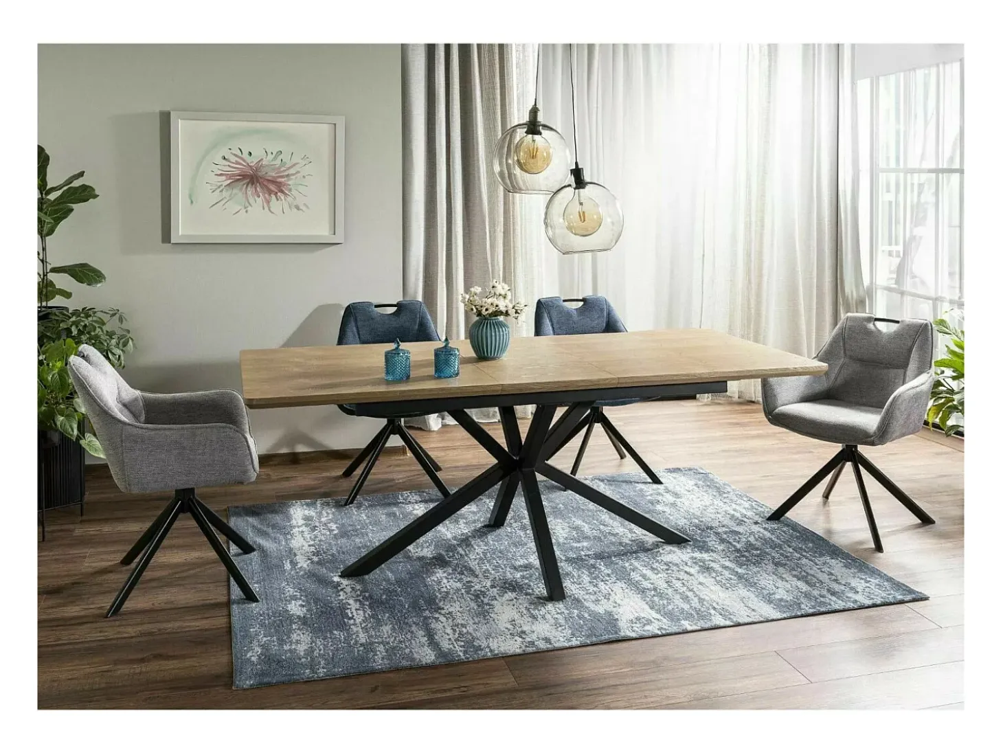 Mesa de comedor extensible 160-200 cm aspecto roble Tommy