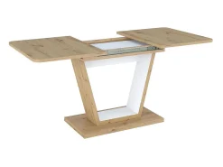 Mesa de comedor extensible Lewis 120-160 cm roble y blanco mate