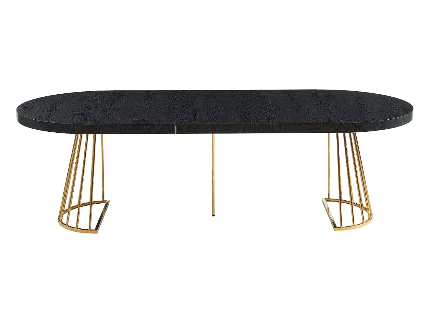 Mesa de comedor extensible 2 a 12 comensales de MDF y acero - Negro y dorado - FIRELA