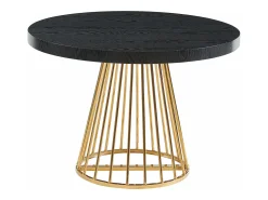Mesa de comedor extensible 2 a 12 comensales de MDF y acero - Negro y dorado - FIRELA