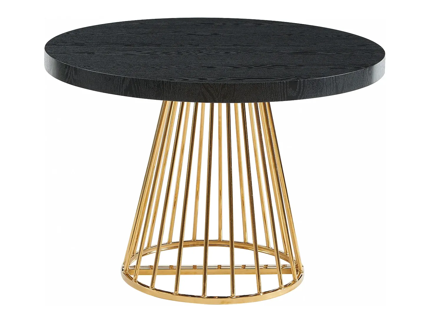 Mesa de comedor extensible 2 a 12 comensales de MDF y acero - Negro y dorado - FIRELA