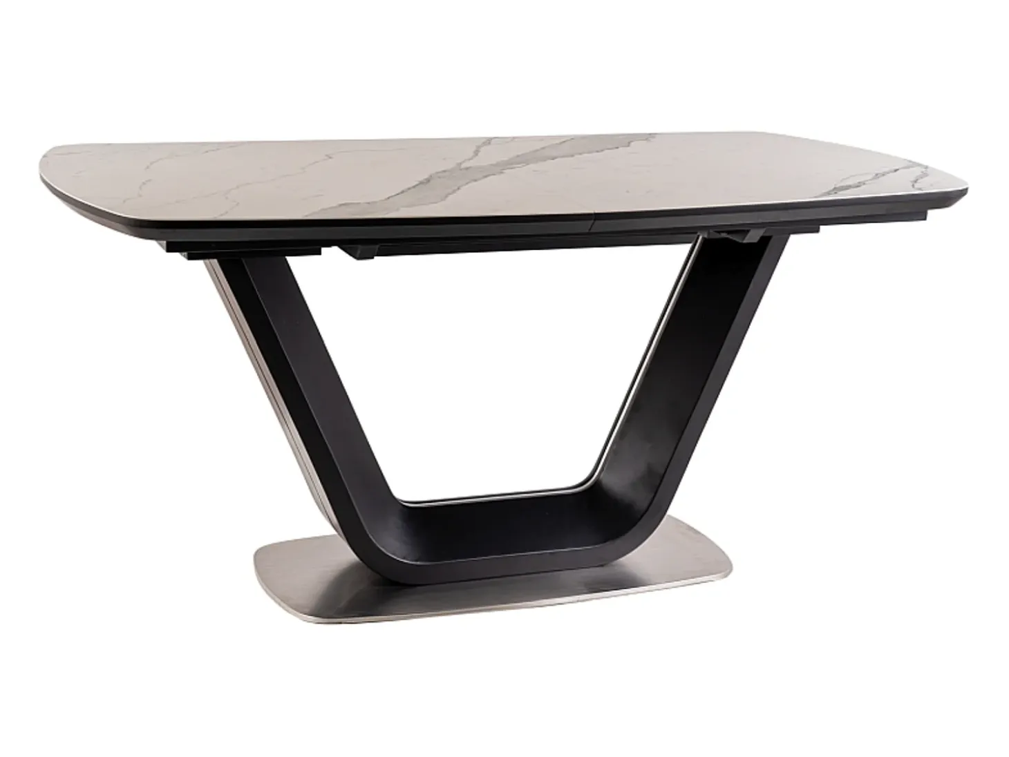 Mesa de comedor extensible negra y mármol 160cm Vanda