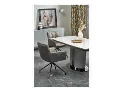Mesa de comedor extensible estilo mármol gris y cerámica 160cm Ventara
