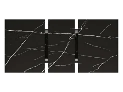 Mesa de comedor extensible (120-160×75×75,5 cm), MDF+Metal, con estampado de mármol negro
