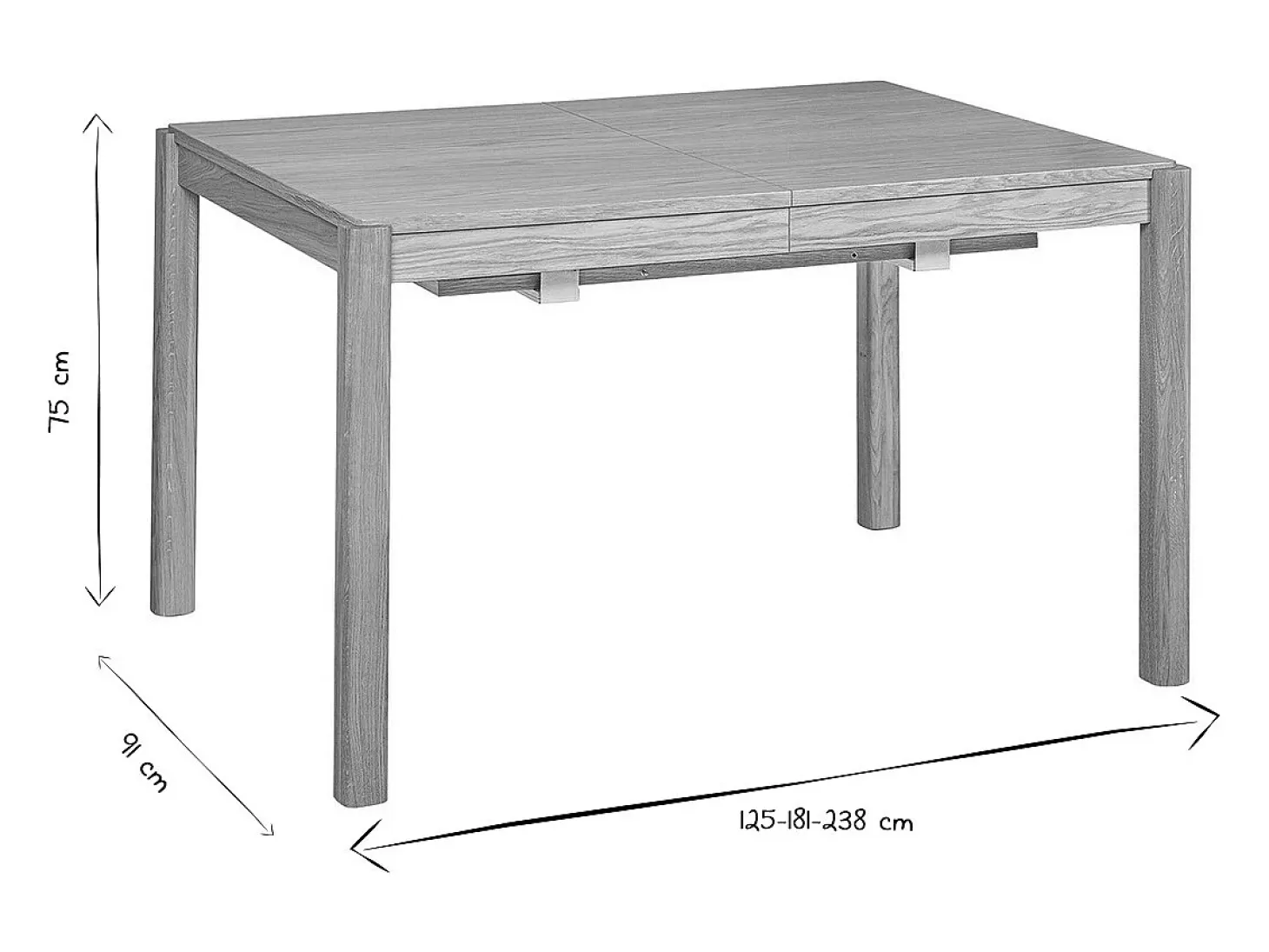 Mesa de comedor extensible rectangular nórdica con acabado en nogal 125-238 cm AGALI