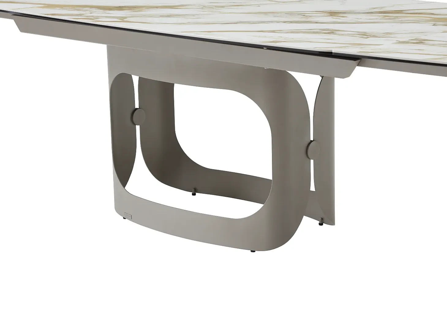 Mesa de comedor extensible 6 a 10 personas en cerámica, cristal templado y metal topo - Efecto mármol blanco - DAVULO de Maison Céphy