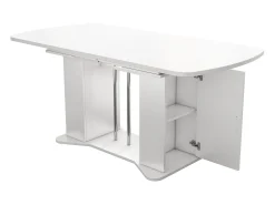 Mesa de comedor extensible 120/160 x 80 cm para 4 a 6 personas con almacenaje - Blanco