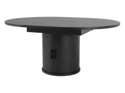 Mesa de comedor extensible redonda/ovalada, MDF, nogal/negro (118x118x76,8cm)
