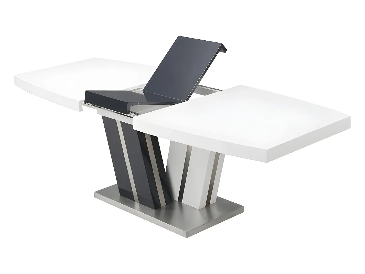 Mesa de comedor extensible NOAMI II - MDF gris y blanco