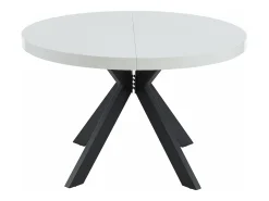 Mesa de comedor extensible 4 a 8 comensales de MDF y acero - blanco lacado y negro - KOMONI