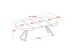Mesa de comedor extensible 4 a 8 comensales de MDF y acero - blanco lacado y negro - KOMONI