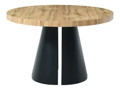 Mesa de comedor extensible 4 a 12 personas de MDF y metal negro - Natural claro - JARELIA