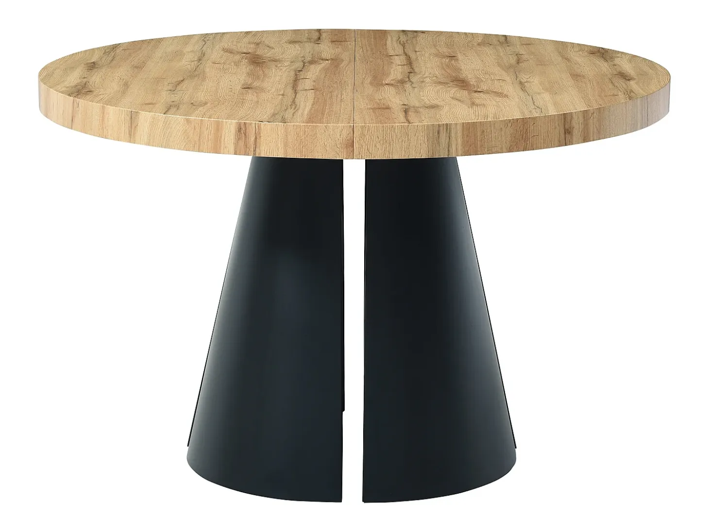 Mesa de comedor extensible 4 a 12 personas de MDF y metal negro - Natural claro - JARELIA