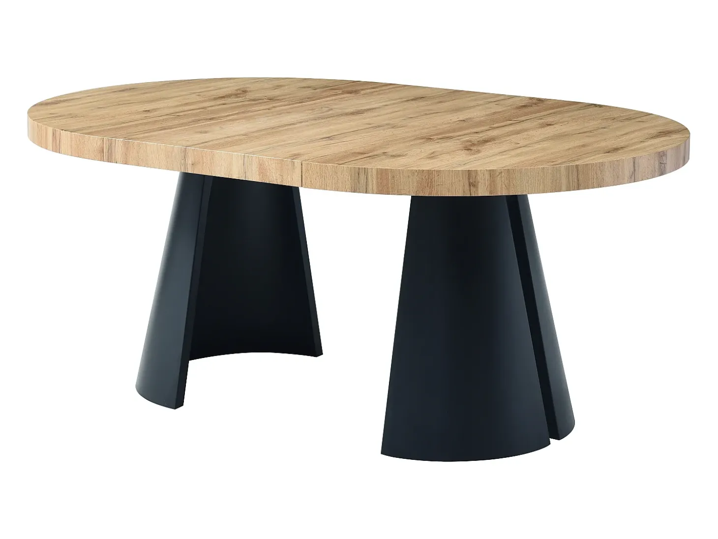 Mesa de comedor extensible 4 a 12 personas de MDF y metal negro - Natural claro - JARELIA