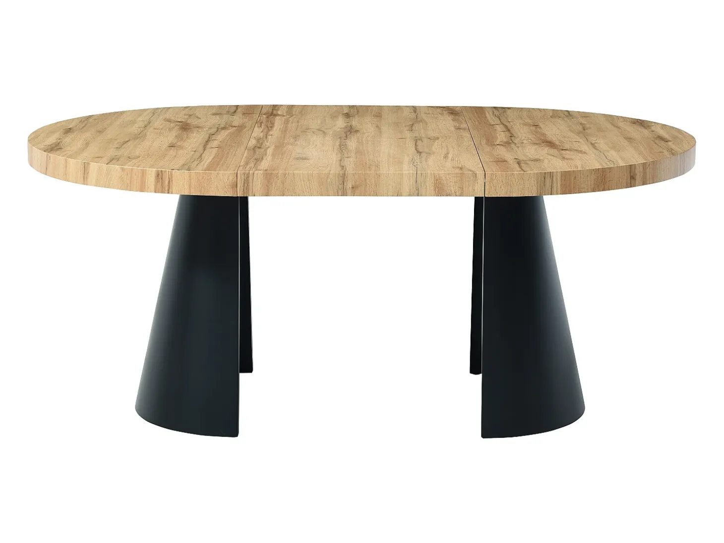 Mesa de comedor extensible 4 a 12 personas de MDF y metal negro - Natural claro - JARELIA