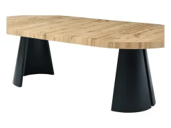 Mesa de comedor extensible 4 a 12 personas de MDF y metal negro - Natural claro - JARELIA