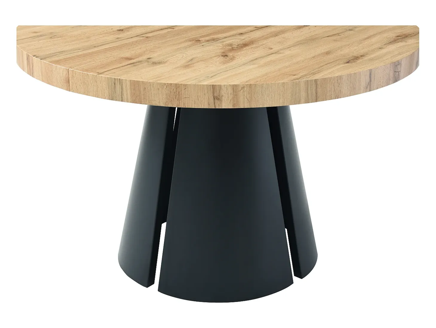 Mesa de comedor extensible 4 a 12 personas de MDF y metal negro - Natural claro - JARELIA