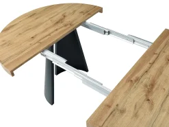 Mesa de comedor extensible 4 a 12 personas de MDF y metal negro - Natural claro - JARELIA