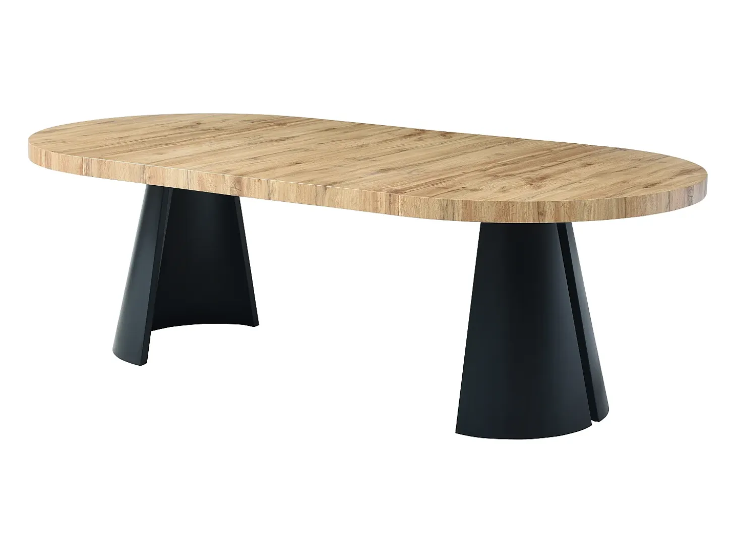 Mesa de comedor extensible 4 a 12 personas de MDF y metal negro - Natural claro - JARELIA