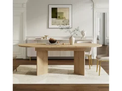 Mesa de comedor extensible - 120/160 x 80 x 75,5 cm - para 4 a 6 personas - estilo sencillo - MDF - natural