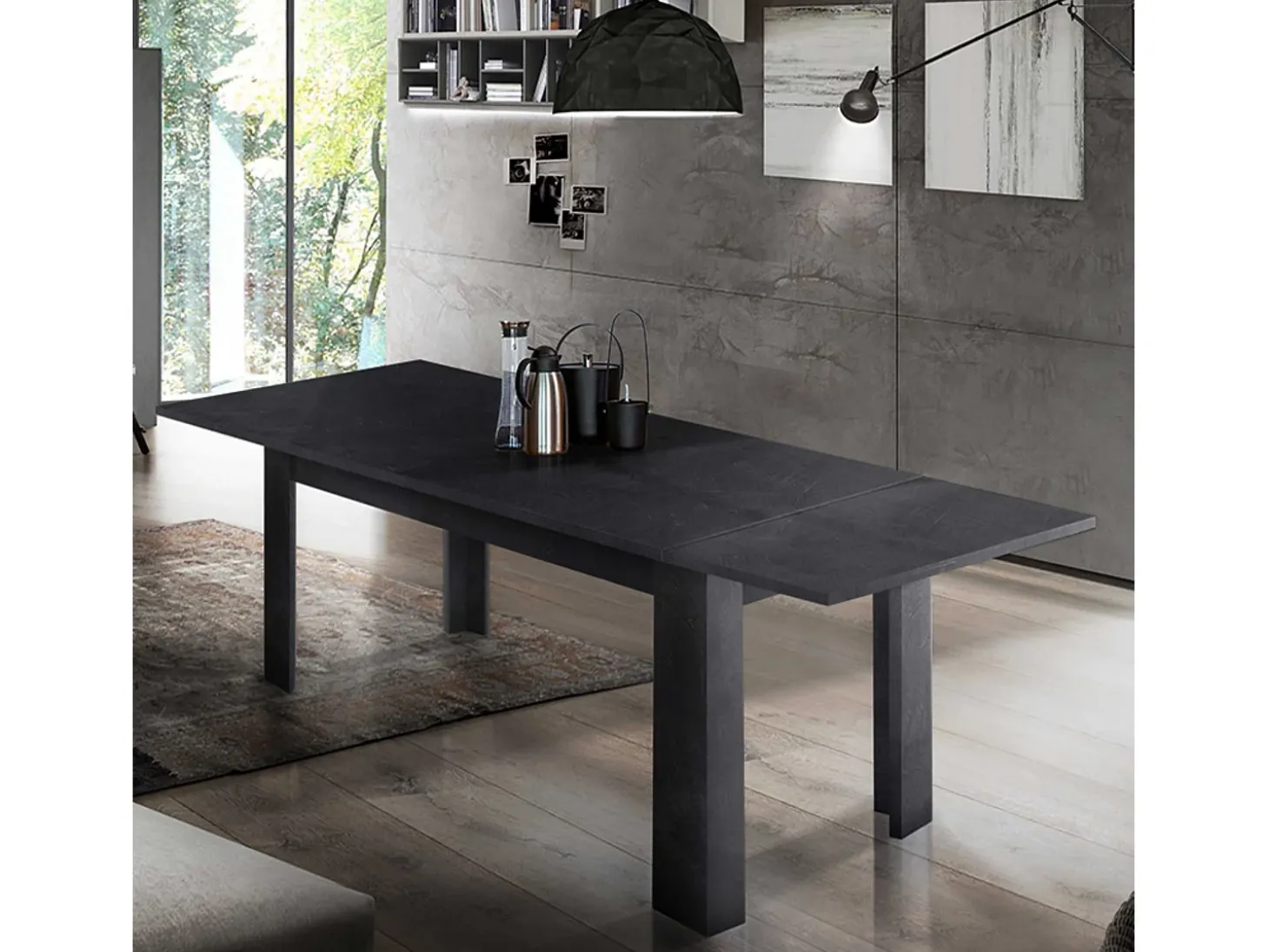 Mesa de comedor extensible con diseño moderno 160-210x90cm Jesi Ardesia
