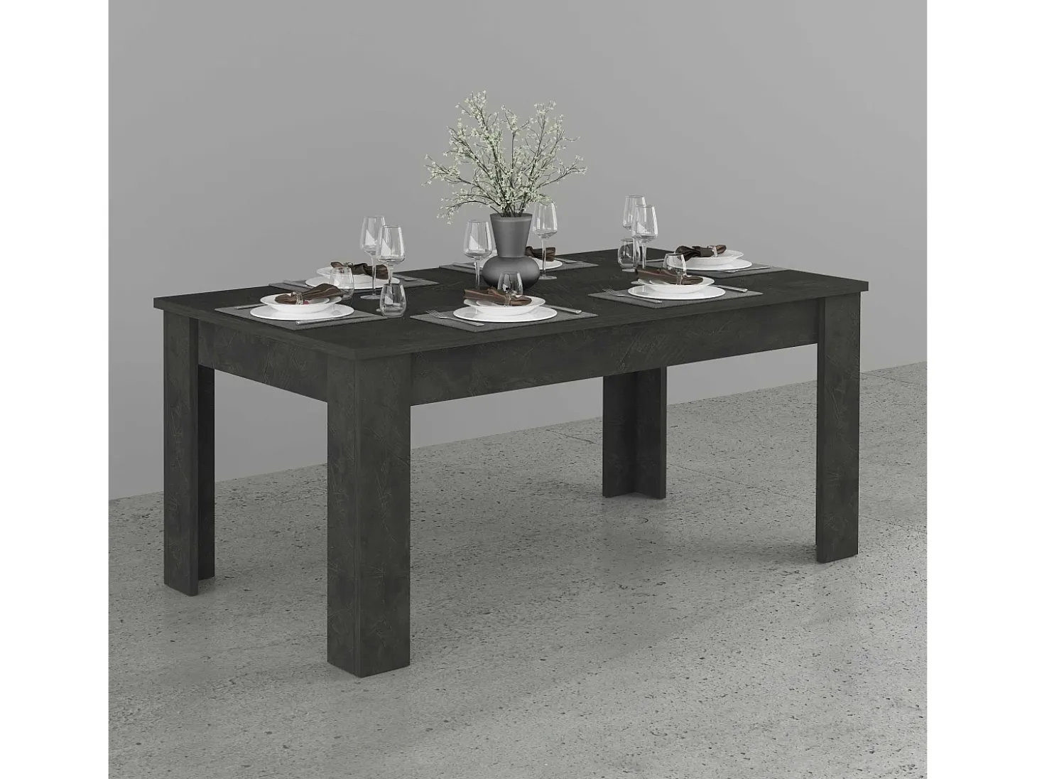 Mesa de comedor extensible con diseño moderno 160-210x90cm Jesi Ardesia