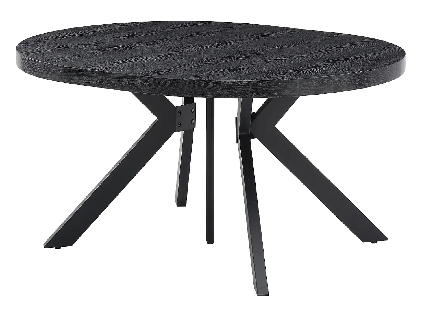 Mesa de comedor extensible para 6 a 12 comensales de MDF y acero - Negro - KOMONI