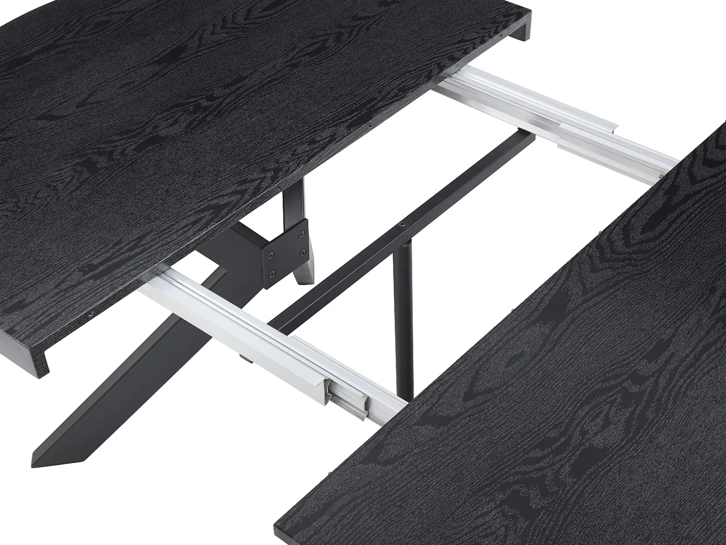 Mesa de comedor extensible para 6 a 12 comensales de MDF y acero - Negro - KOMONI