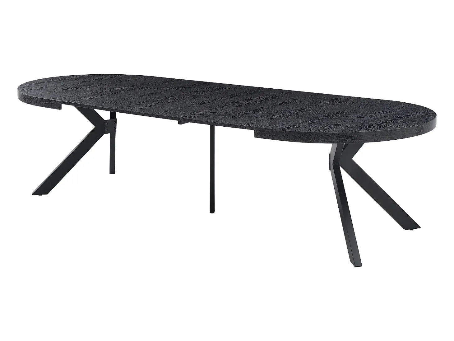 Mesa de comedor extensible para 6 a 12 comensales de MDF y acero - Negro - KOMONI