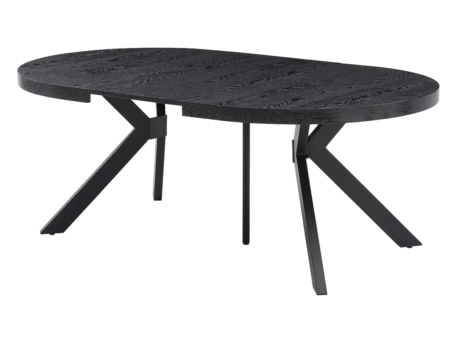 Mesa de comedor extensible para 6 a 12 comensales de MDF y acero - Negro - KOMONI