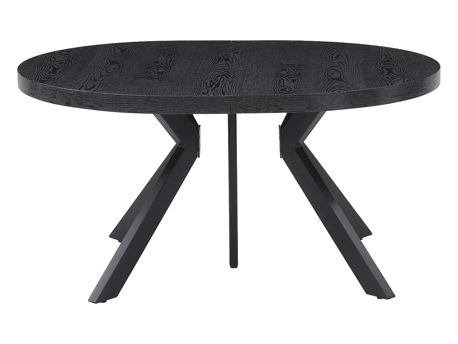 Mesa de comedor extensible para 6 a 12 comensales de MDF y acero - Negro - KOMONI