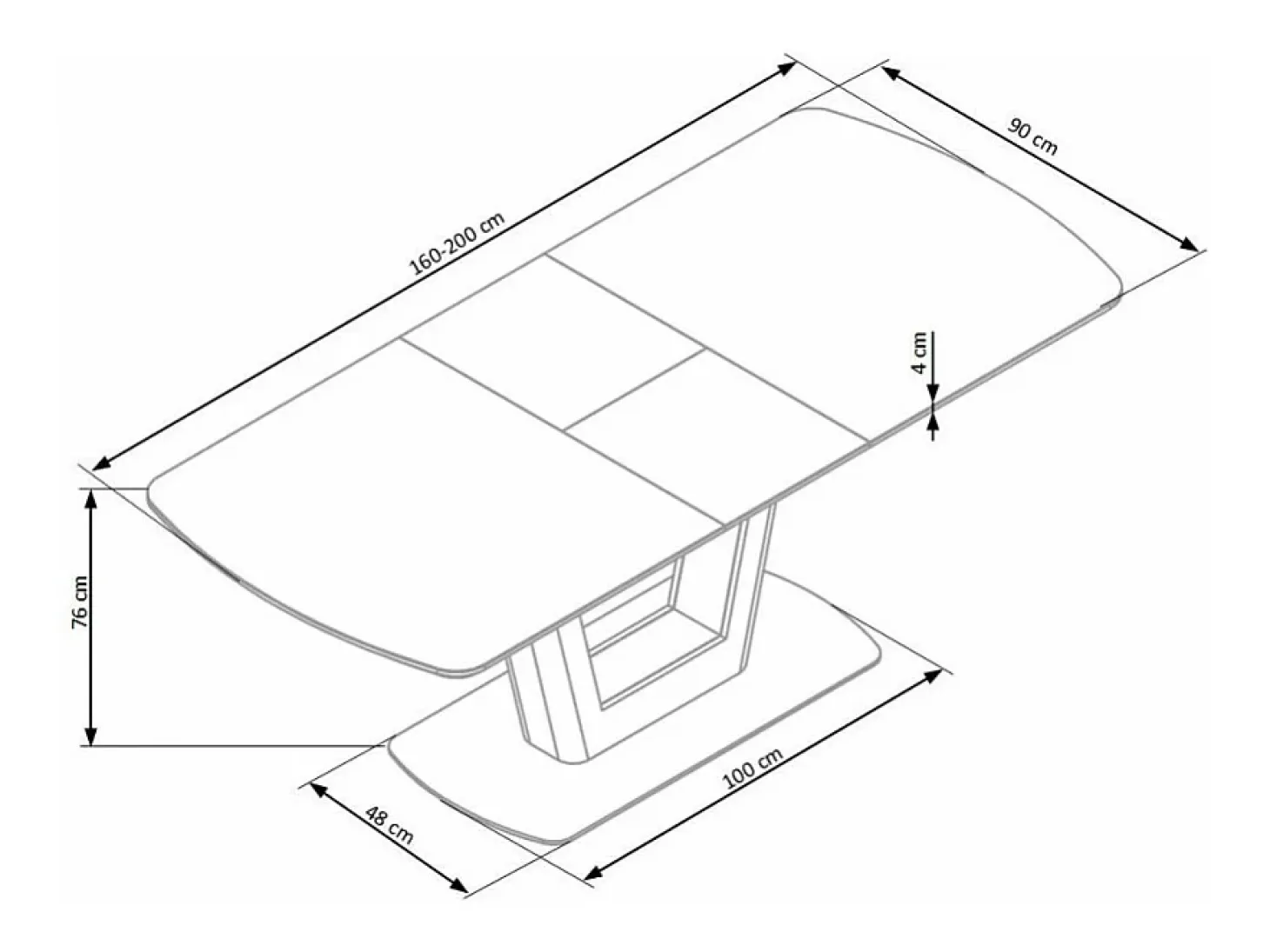 Mesa de comedor extensible Bussy 160-200 diseño gris