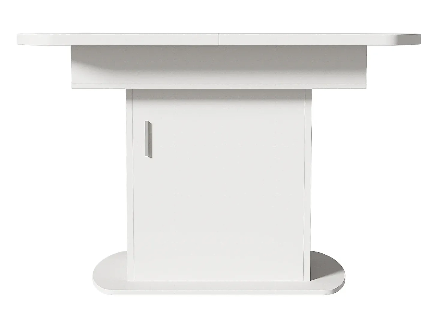 Mesa de comedor extensible ovalada con almacenaje - Blanca 110(130)x70x75cm