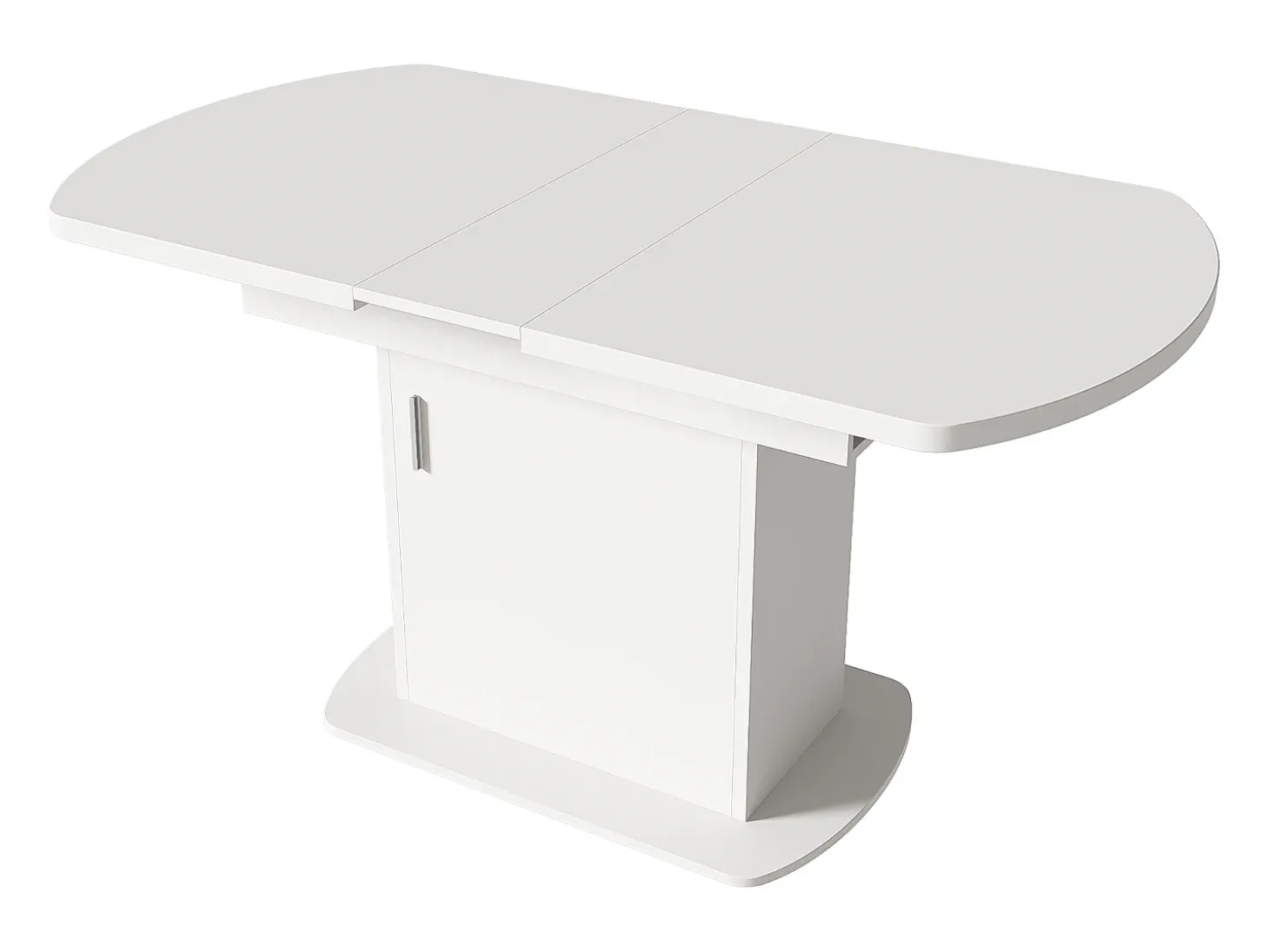 Mesa de comedor extensible ovalada con almacenaje - Blanca 110(130)x70x75cm